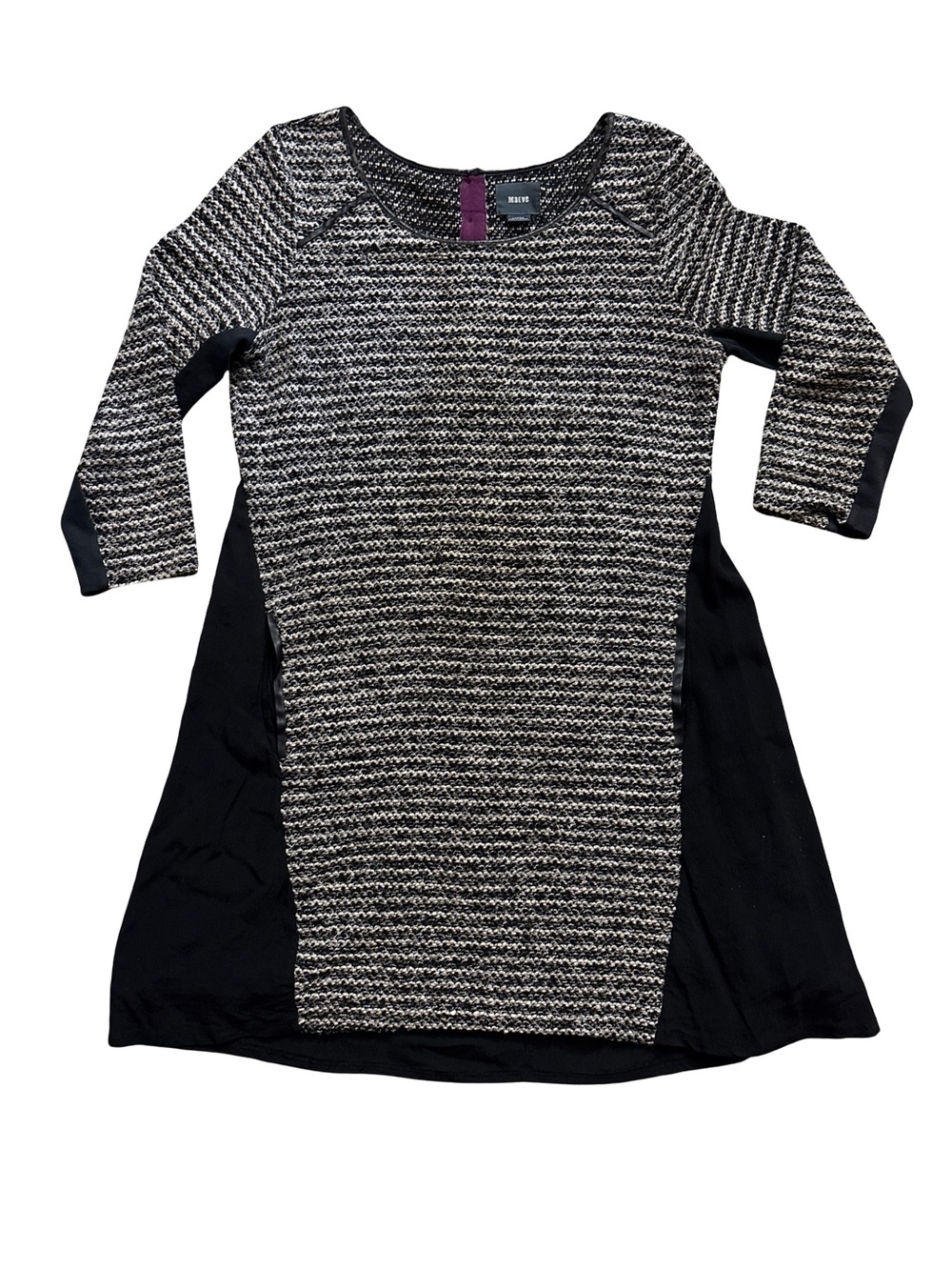 Maeve Black & White Knit Panel Casual Dress